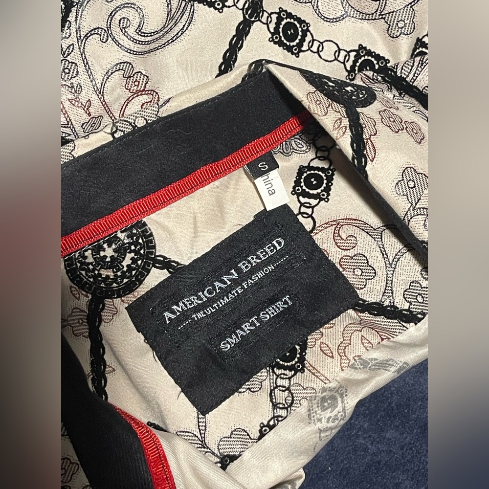 American Breed Black and Cream Patterned Shirt